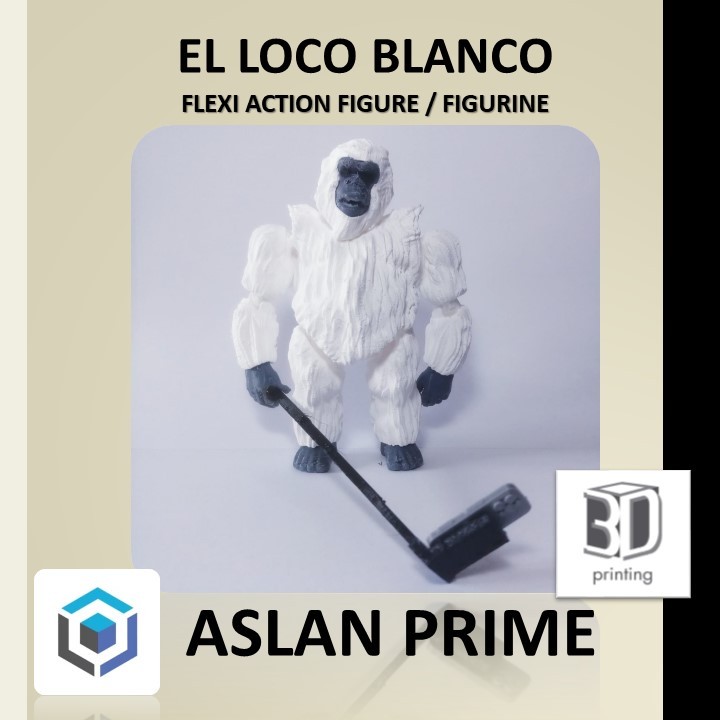 EL LOCO BLANCO WHITE MADMAN CRAZY MAN FLEXI ACTION FIGURE FIGURINE 3D Print Yeti Internet AI CGI Pop