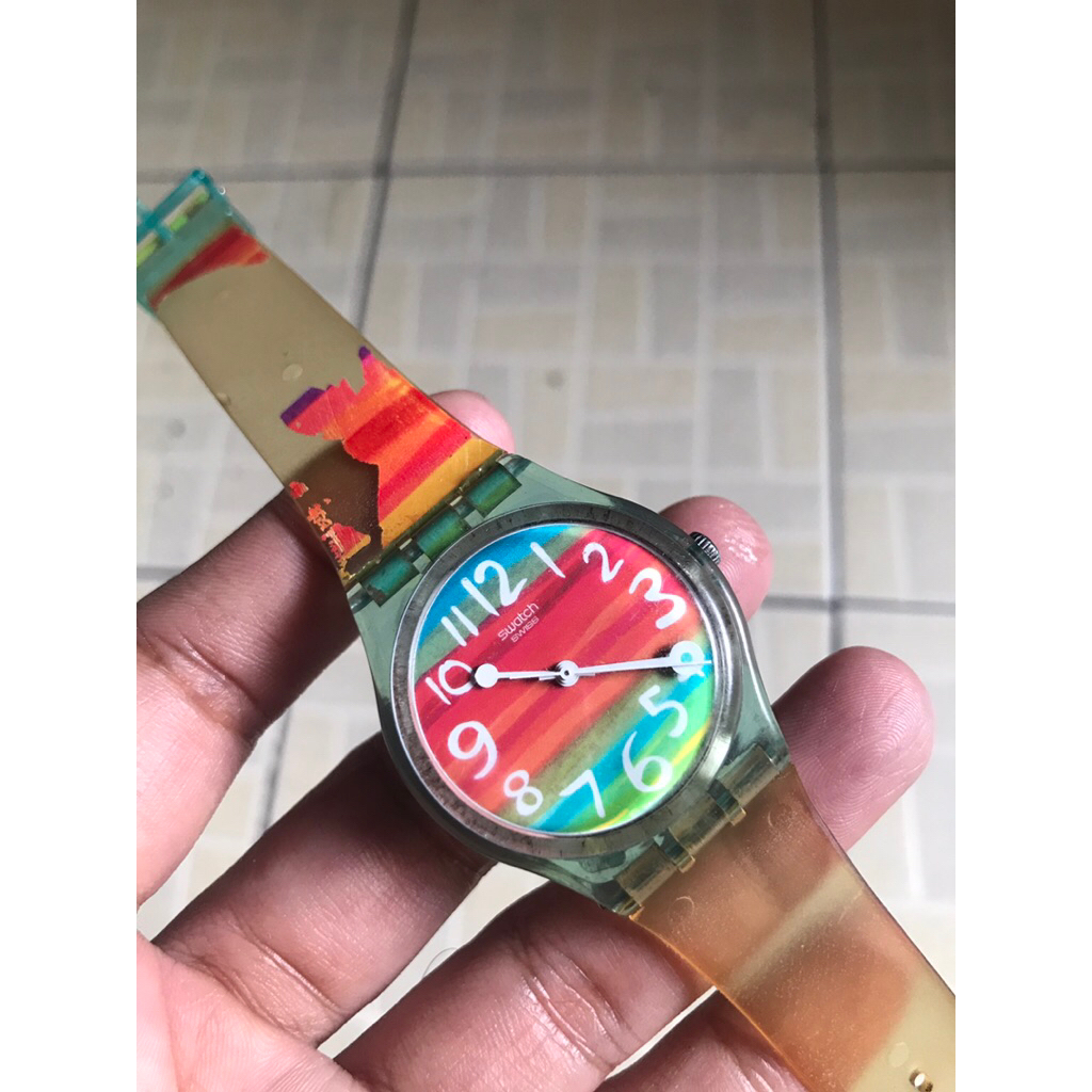 Jam tangan swatch original second rainbow