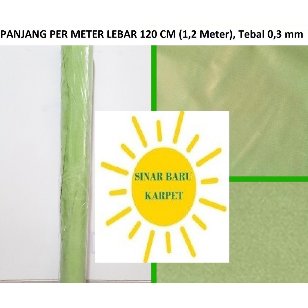 PER METER Karpet Lantai Plastik Vinyl METERAN MOTIF HIJAU POLOS (SESUAI GAMBAR) Lebar 1.2m