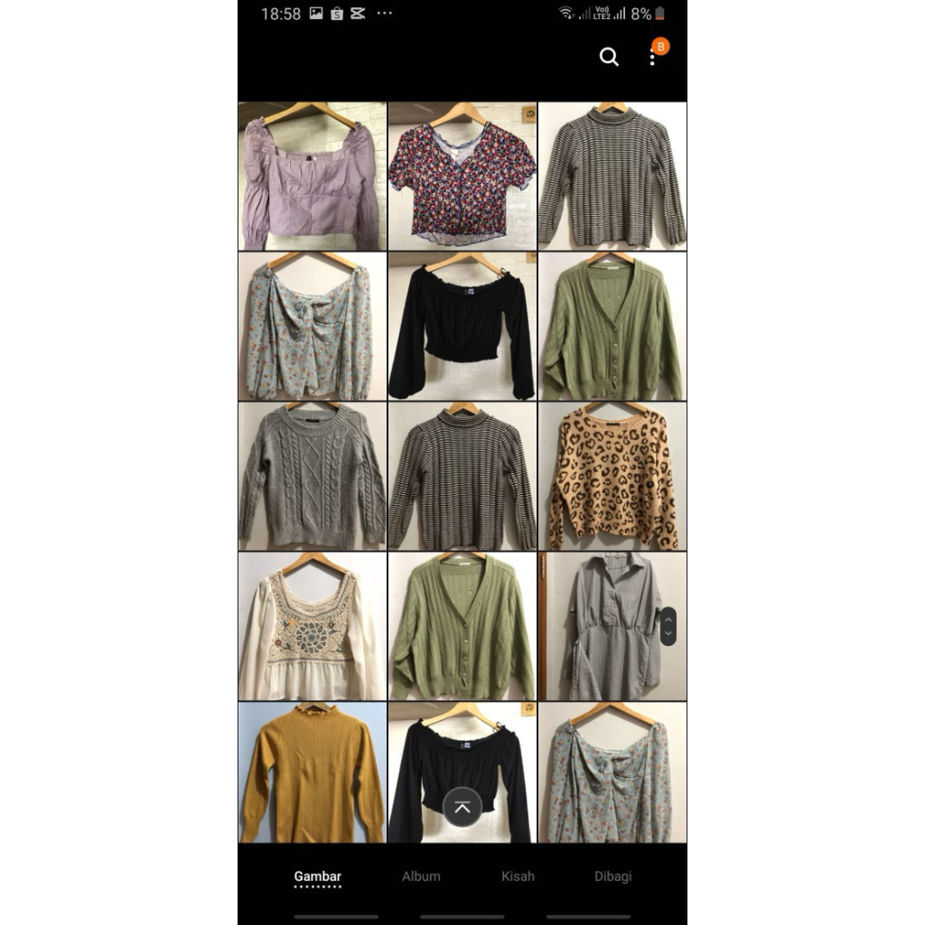 Preloved Baju Crop Top Lengan Panjang Hitam H*M