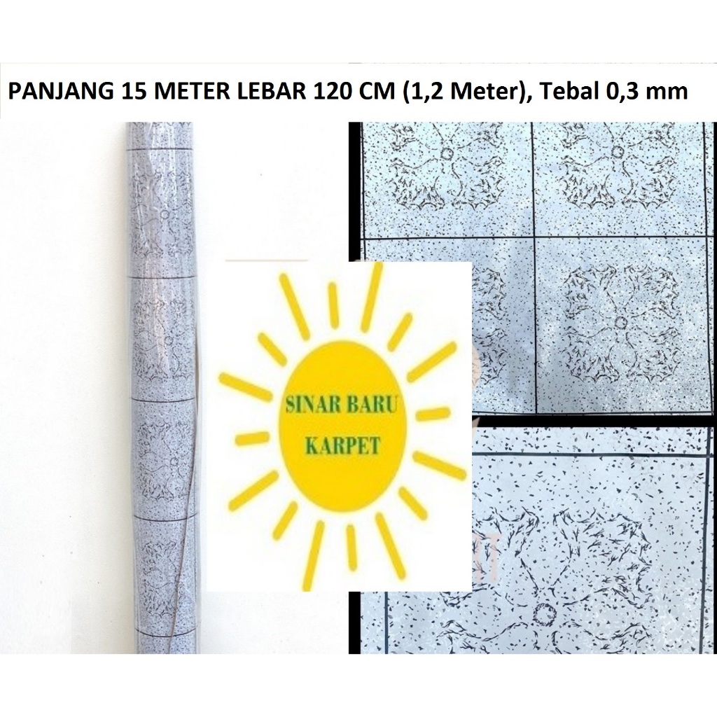 Karpet Lantai Plastik Vinyl 1 ROLL Panjang 15 Meter Lebar 1.2m MOTIF KERAMIK PASIR (SESUAI GAMBAR)