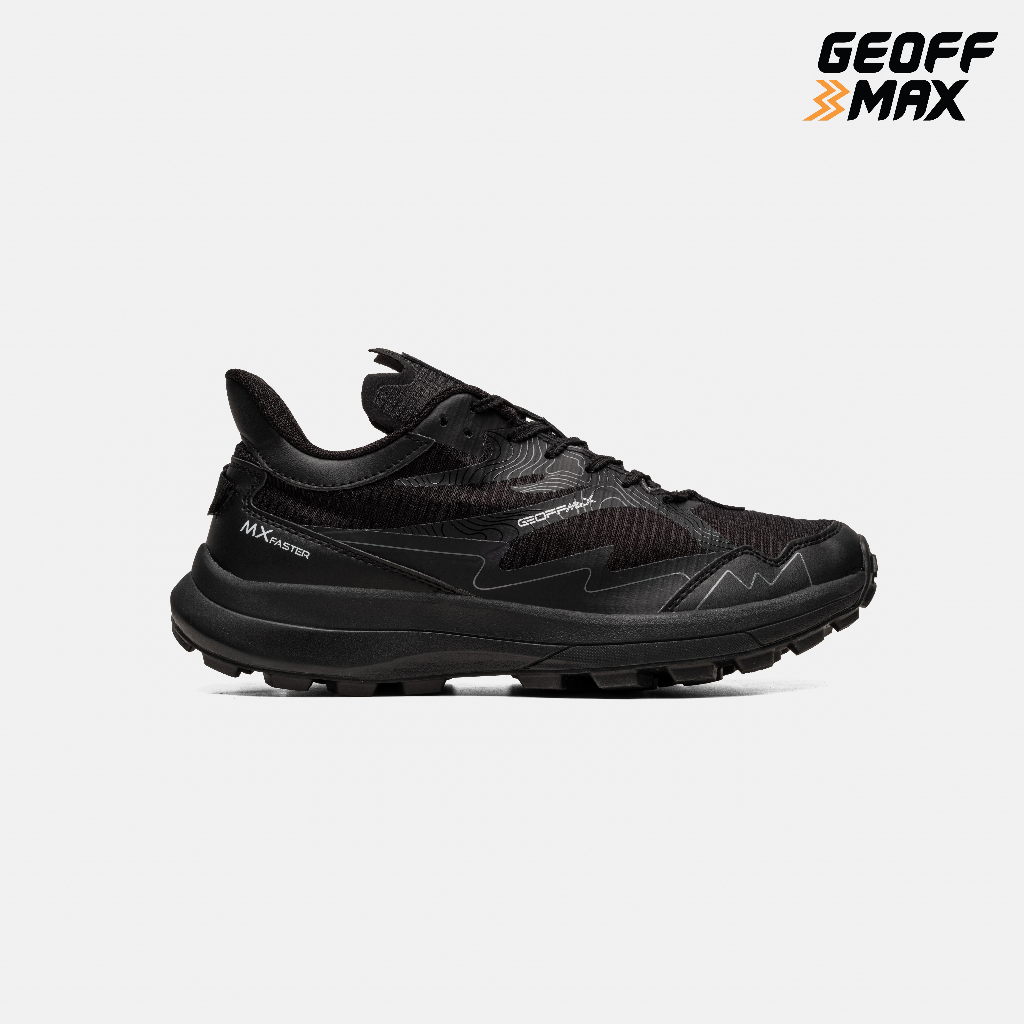 Geoff Max MX Faster All Black Trail Running Shoes | Sepatu Sneakers Hiking Outdoor Pria Wanita Unise