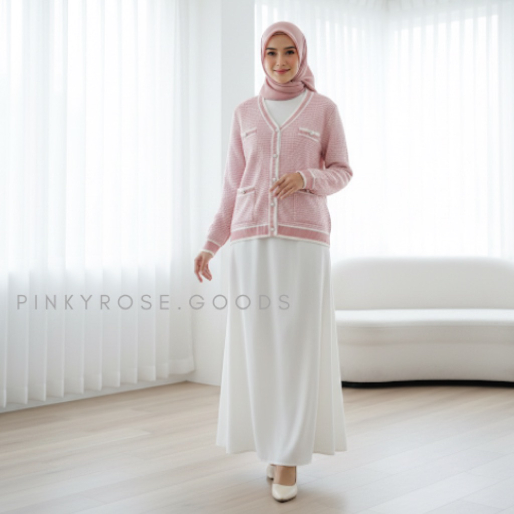 CARDIGAN PINKDOSE PREMIUM CLEMIRA CLASSY PATTERN KNIT CARDIGAN FASHION WANITA