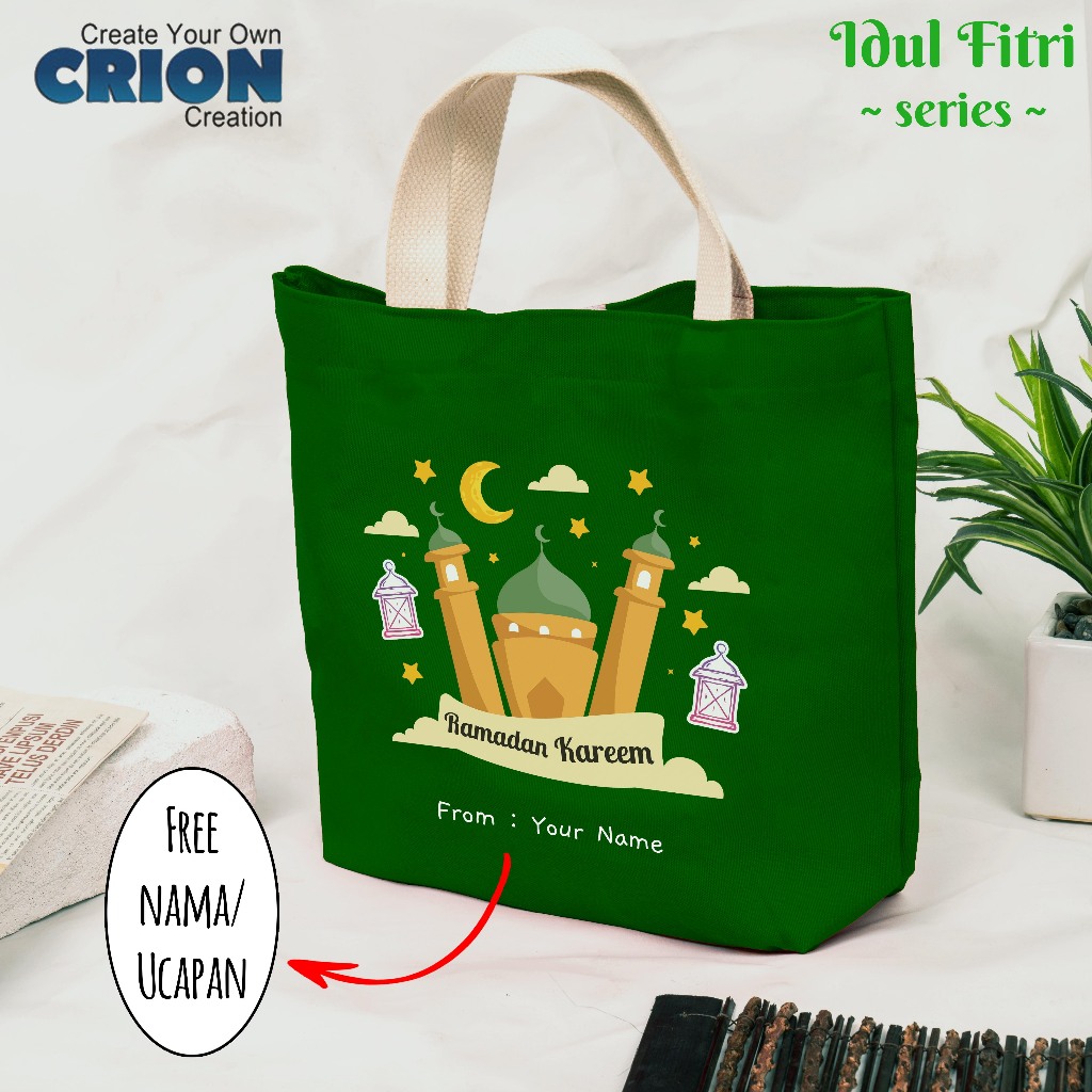 Totebag goodie bag hampers Lebaran Idul Fitri / ramadhan bisa custom nama - by Crion
