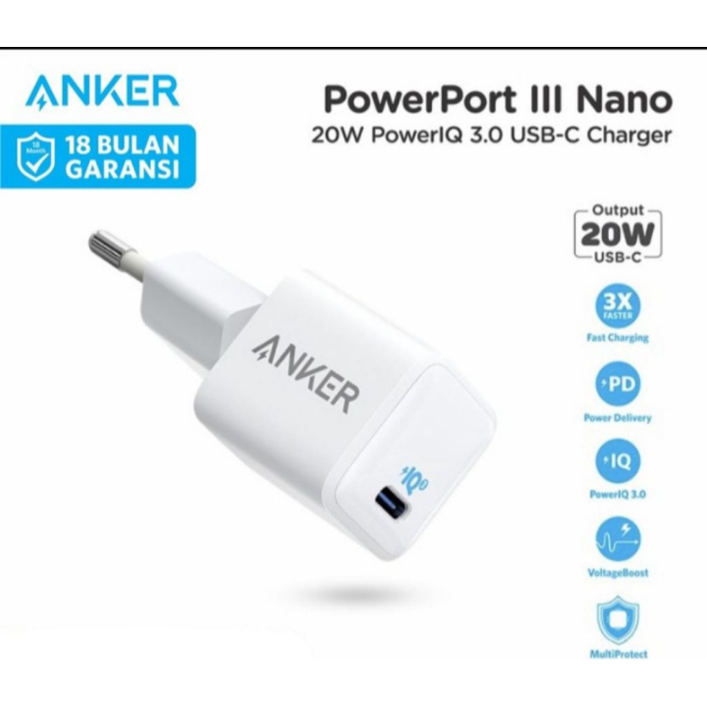 Anker PowerPort III Nano 20W USB-C Adapter Apple iphone 12 pro - A26