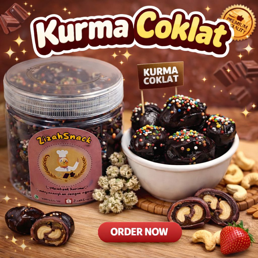 Kurma Coklat isi kacang mede/cemilan Coklat/harga murah/rasa enak/coklat/mede/ kurma/ cemilan murah/