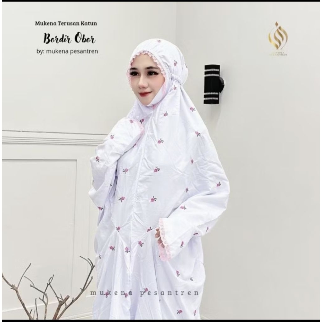 Mukena terusan katun bordir tabur Mukena katun seribu bunga