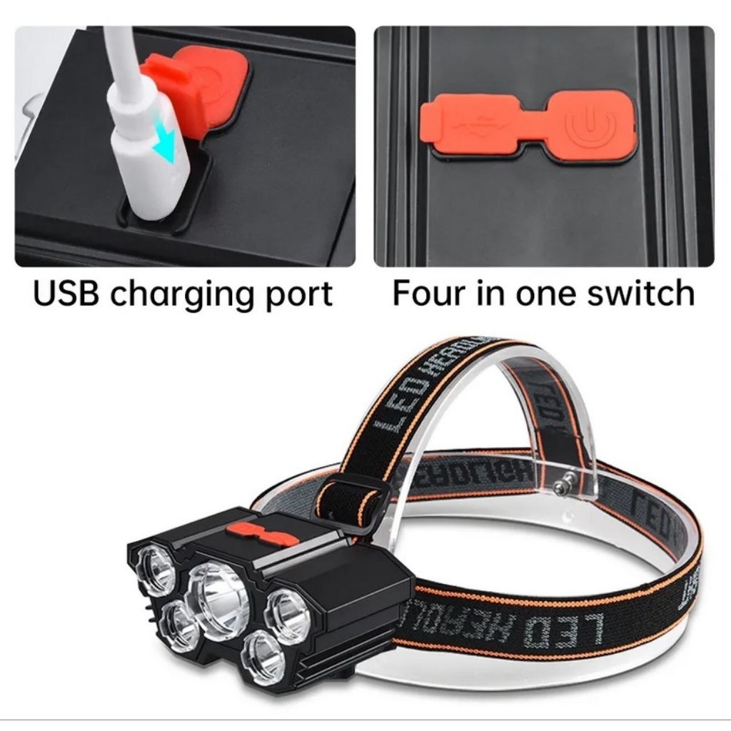 Senter LED Kepala Headlamp 5 XPG   Black