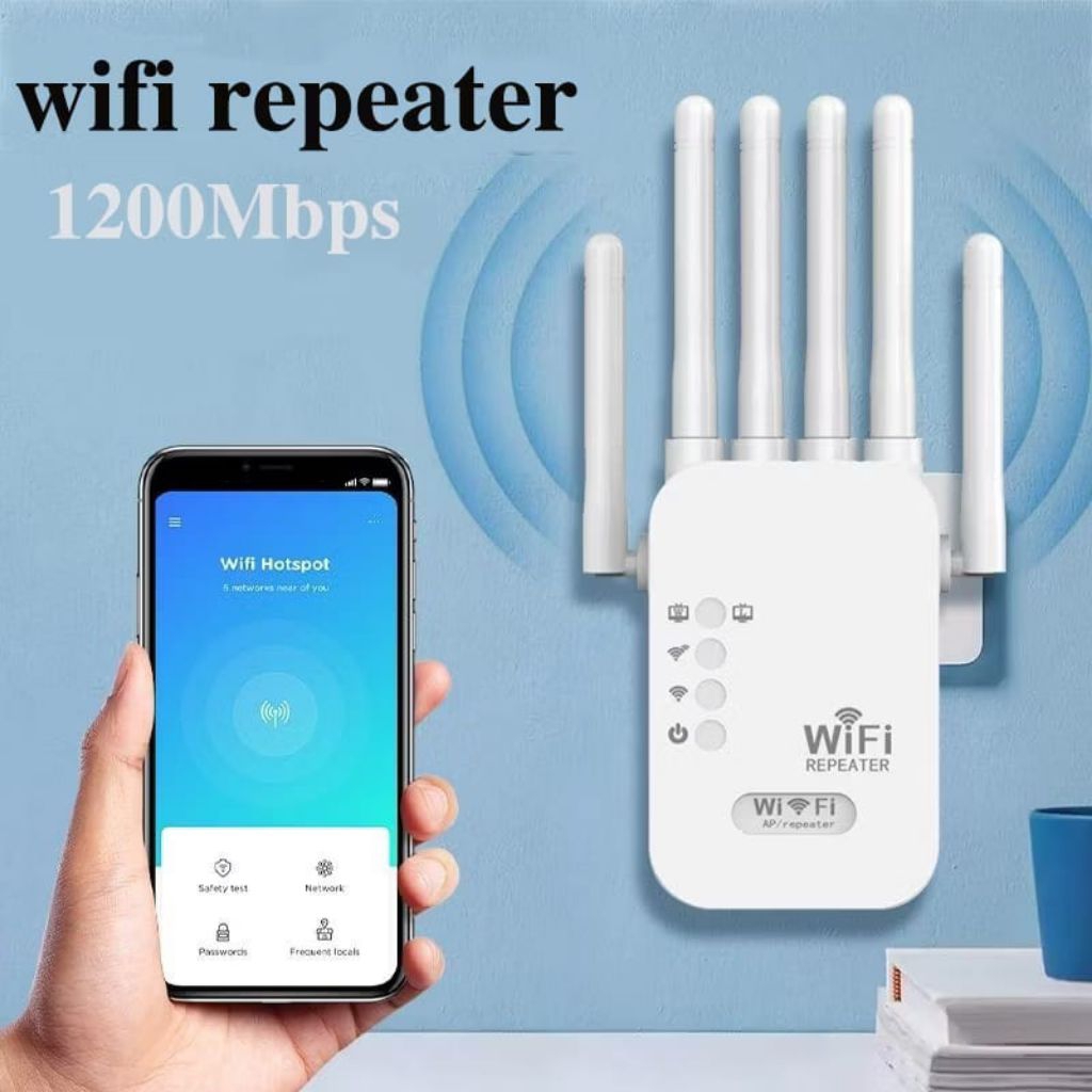 Wifi Repeater-Extender-Router -Penguat Sinyal 1200Mbps Dual Band 2.4 G