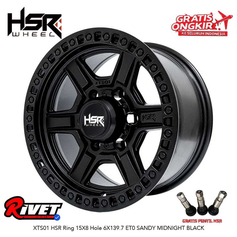 VELG MOBIL OFFROAD HSR XTS01 RING 15 LEBAR 8 BUAT PAJERO FORTUNER HILUX DC DLL PELEK OFFROAD RING15