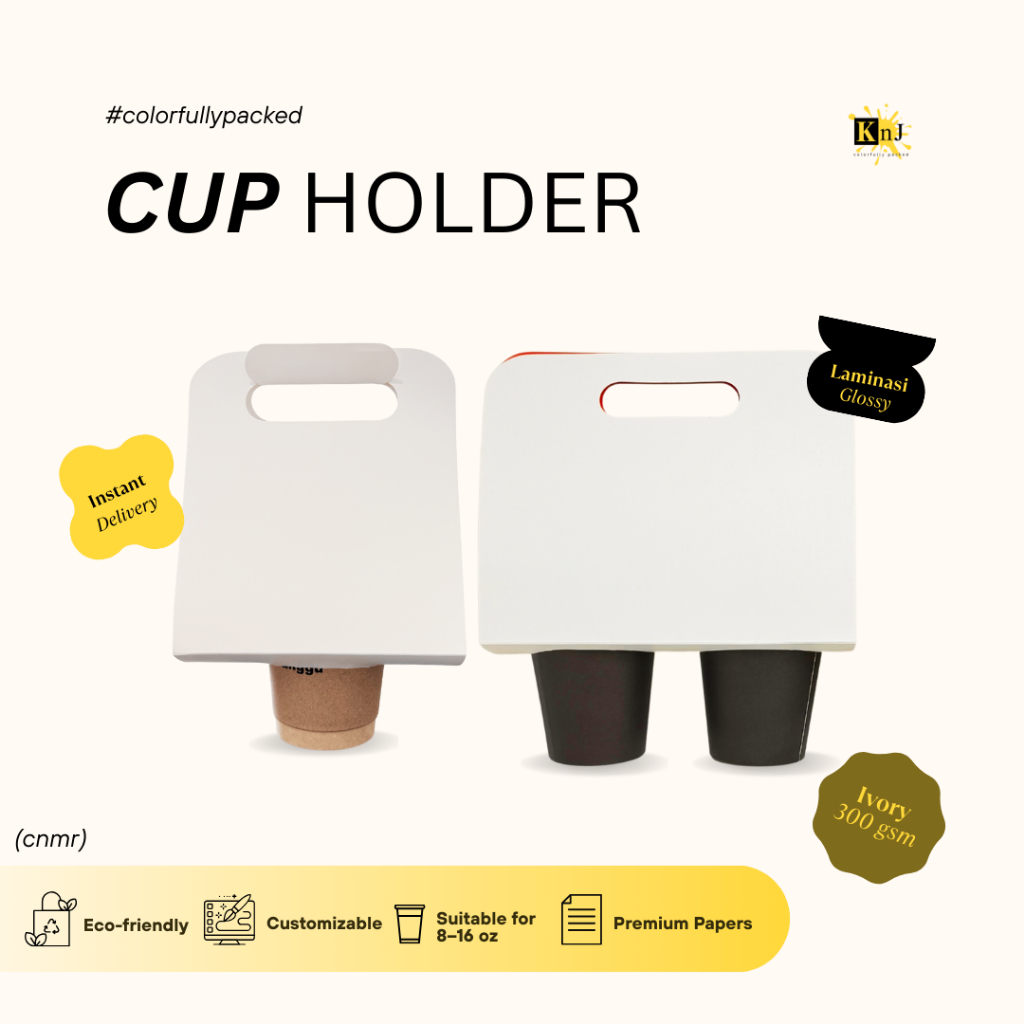 COFFEE CUP HOLDER KERTAS PUTIH | PAPER CUP HOLDER | PAPERBAG CUP