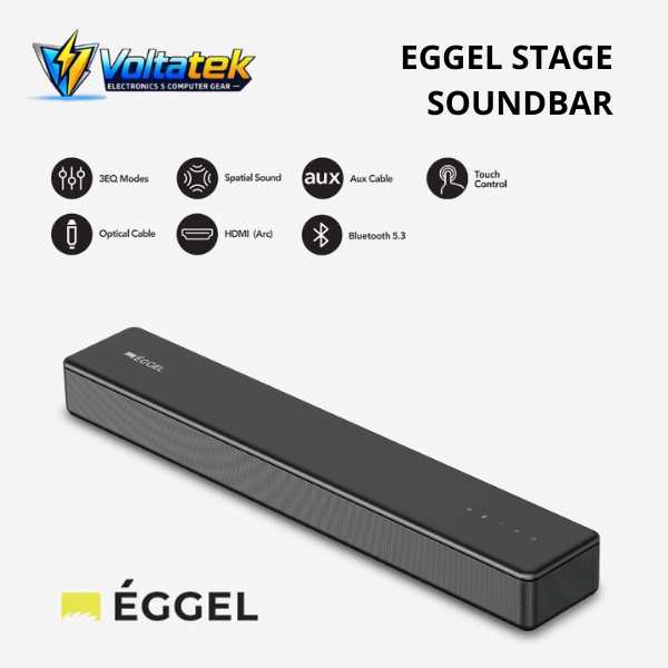 EGGEL Stage Soundbar Speaker Bluetooth Wireless + AUX Audio Jack Spatial Sound Bar Woofer Multimedia