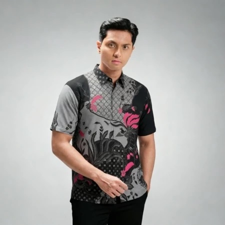 KEMEJA BATIK LENGAN PENDEK / KEMEJA MOTIF BATIK LENGAN PENDEK