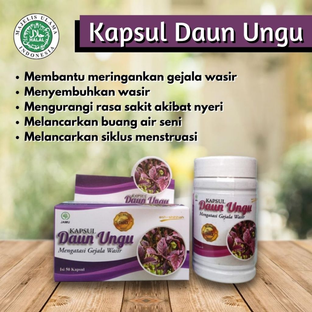 Kapsul Daun Ungu Alami - Solusi Herbal untuk Keluhan Ambeien