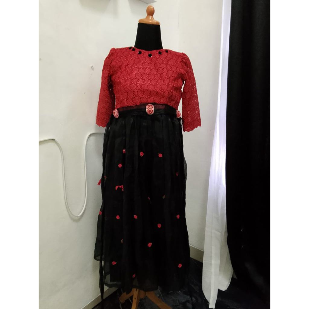 gamis organza anak remaja/dress brokat anak remaja