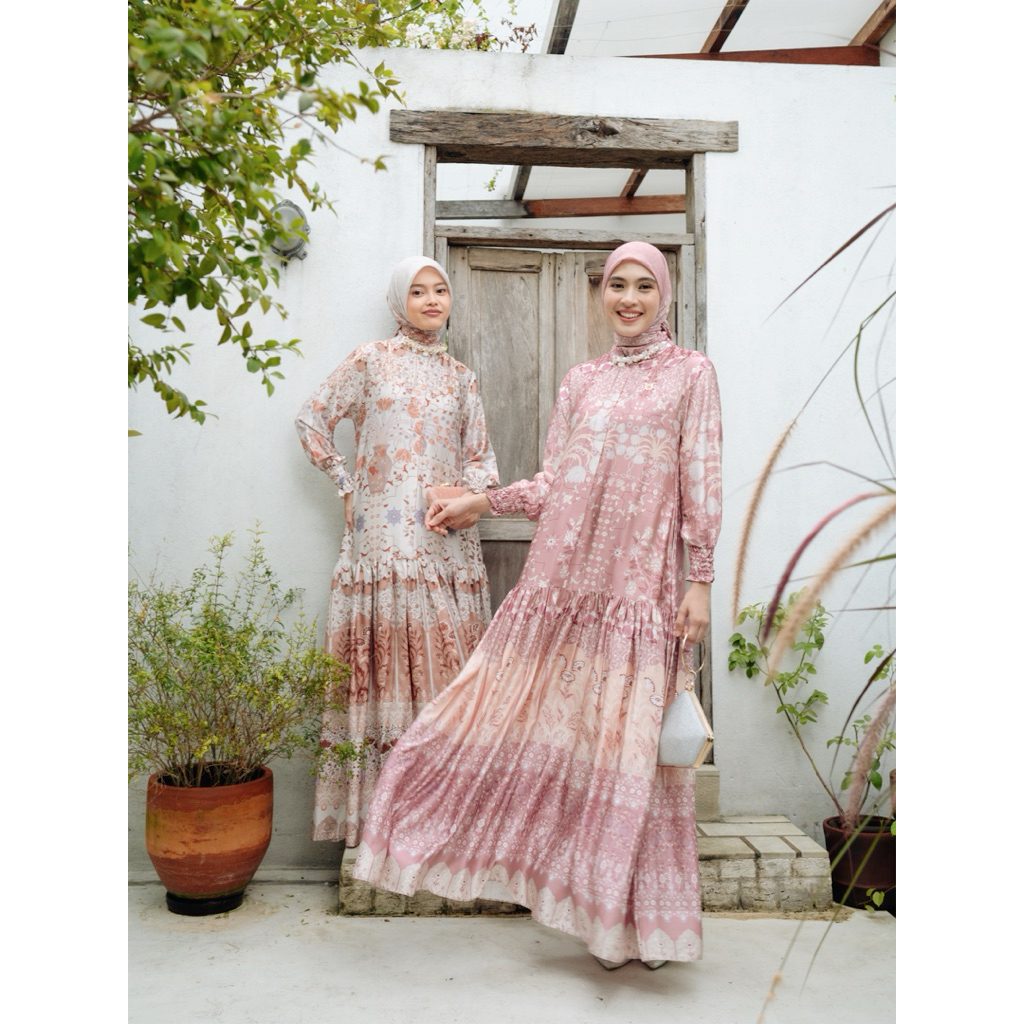 Womenwear - Siera Raya Dress/Dress Raya Wanita/Dress Motif Bunga/Gamis Lebaran/Dress Seragaman/Dress