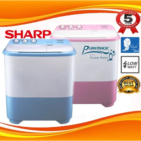 Mesin Cuci 2 Tabung SHARP T79 Low Watt Cuci dan Kering Hijab Series 8 KG / Mesin Cuci 2 Tabung