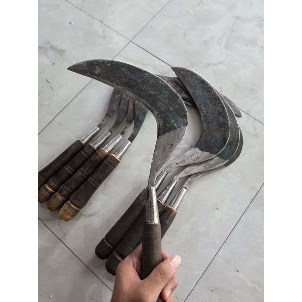 Sabit Pengaritan Rumput Baja Isen Sepuhan Tua Super Tajam