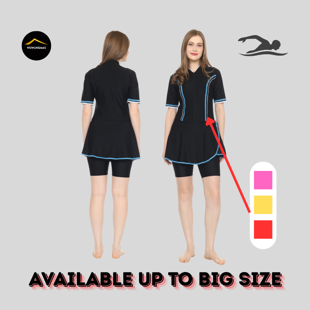 WUWUNGMAS - Baju Renang Wanita Rok Diving Remaja Sampai Dewasa Big Size Lembut Elastis