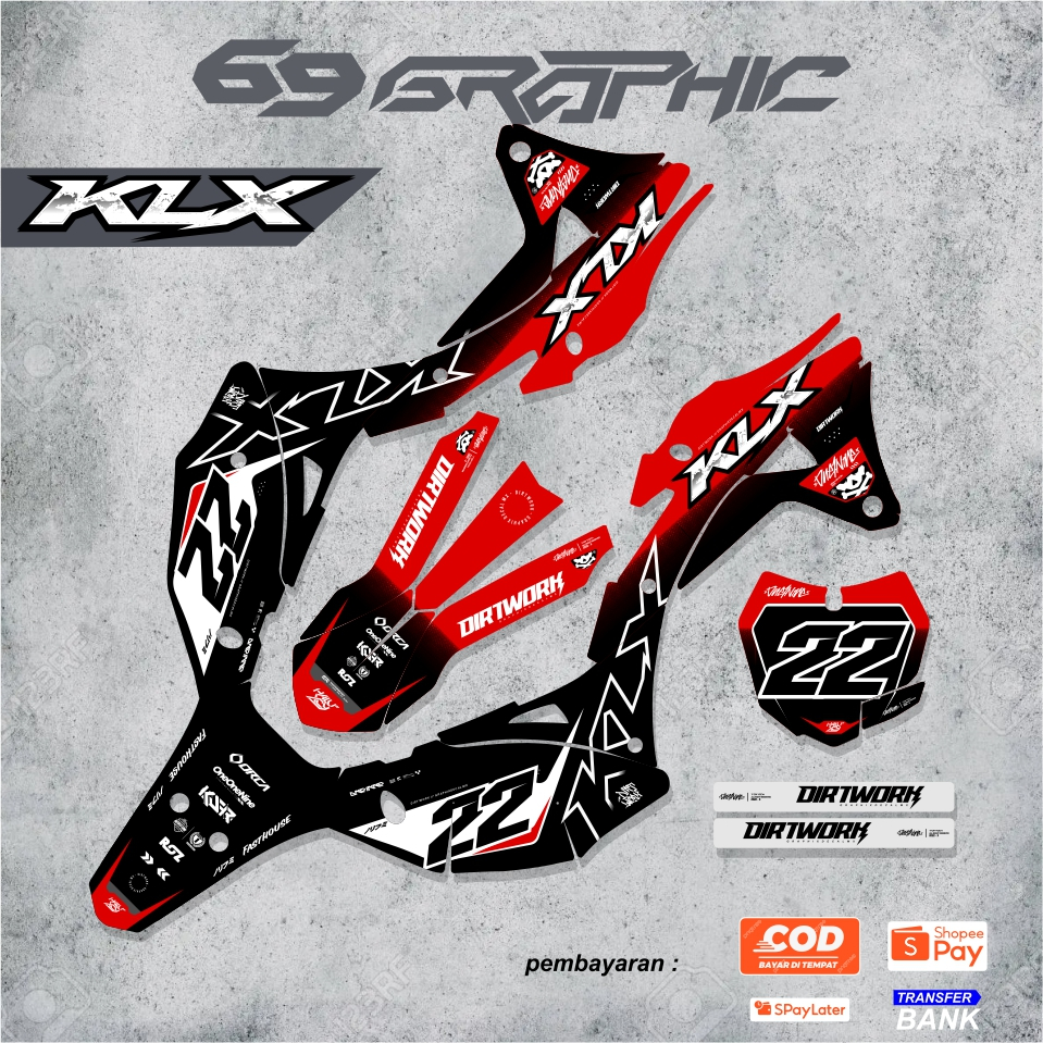 DECAL KLX GORDON FULLBODY MOTIF SIMPLE KEREN TERBARU  HOLOGRAM CHROME GLOSSY BY 69GRAPHIC