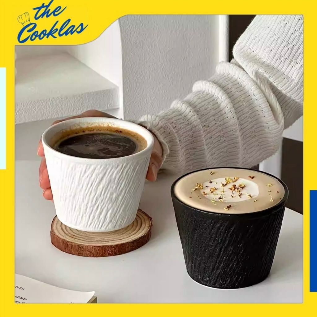 Stoneware Textured Ceramic Glass | Gelas Cafe | Gelas Keramik Kopi Latte Teh Matcha