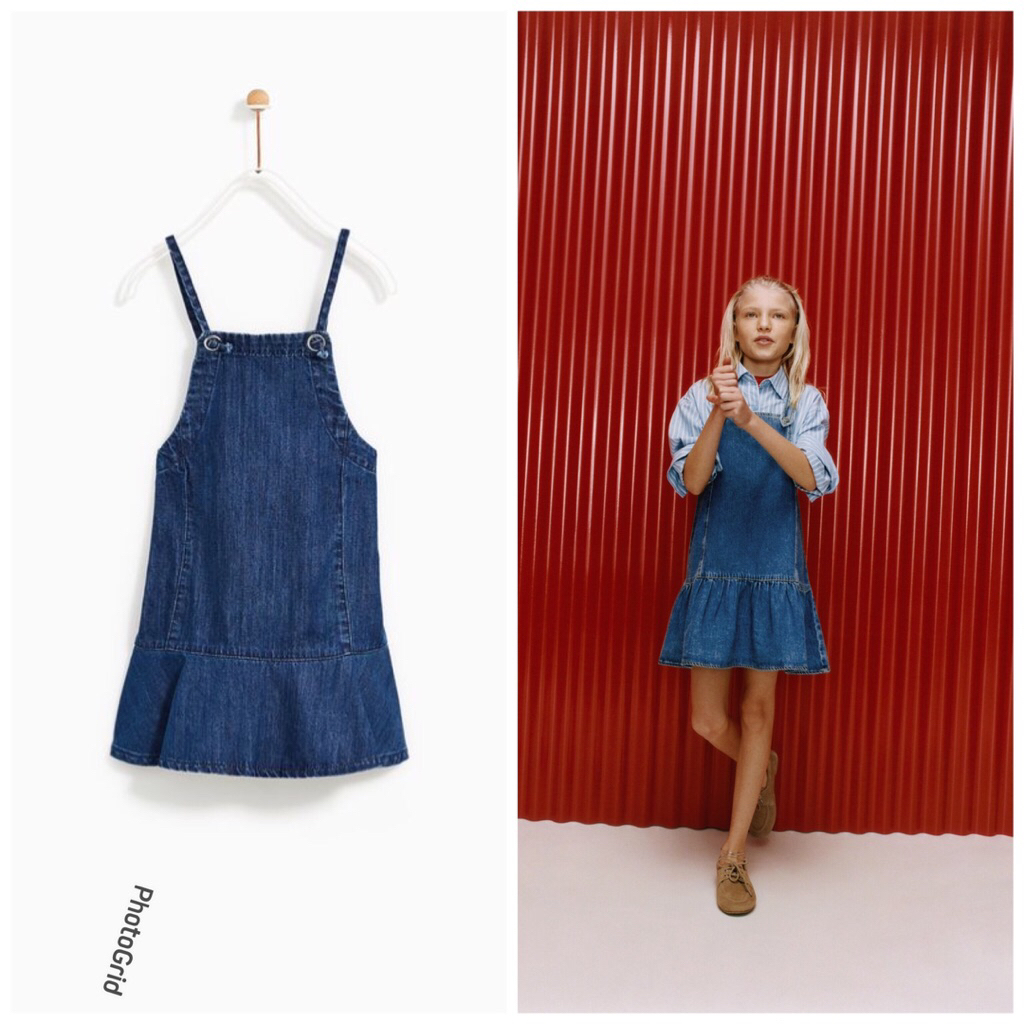 overall rok jeans Zara girls sz 5y