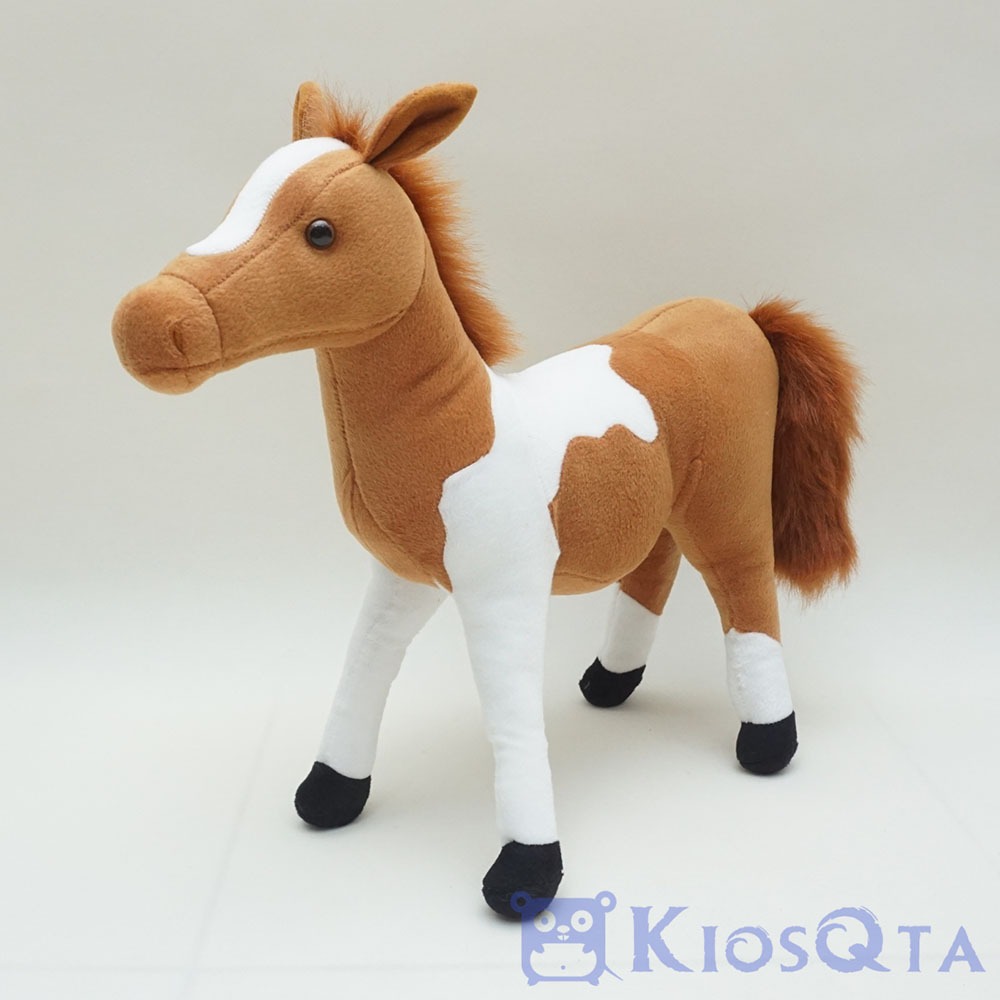 boneka kuda coklat muda putih kaki hitam cute horse large