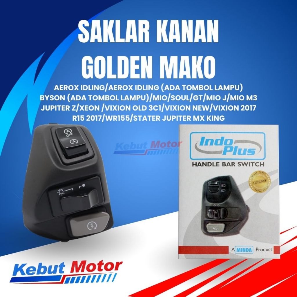 INDOPLUS [MINDA] SAKLAR KANAN YAMAHA AEROX IDLING/AEROX IDLING (ADA TOMBOL LAMPU)/BYSON (ADA TOMBOL 