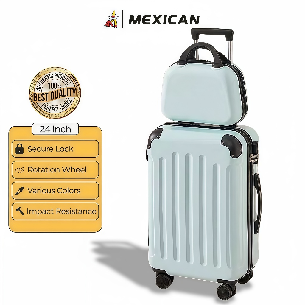 Mexican Koper 20 Inch Koper Klasik Tas Travel Bag Ringan Beroda Empat dan Bisu 22 inch Koper ABS ant