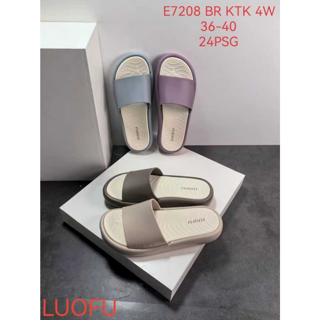 Sandal karet polos wanita, Sanda wanita Luofu polos anti slip