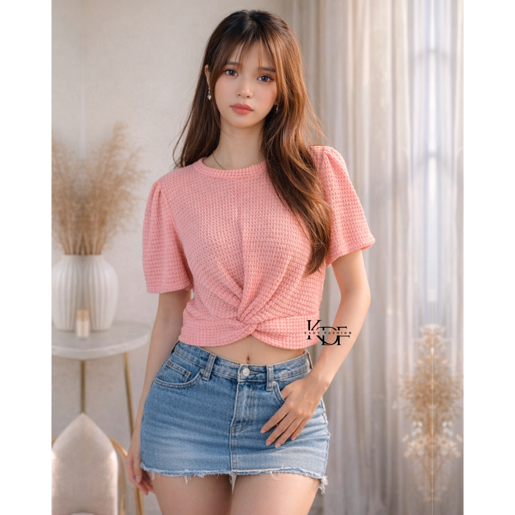 KDF - Euni Top | Crop Top Import Bangkok BKK | Basic Top | Casual Top | Atasan Crop Pita Silang | At