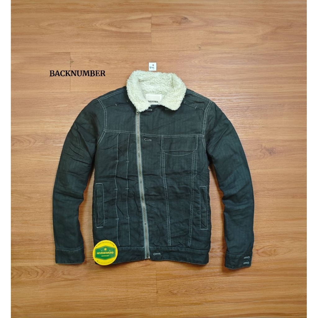backnumber Casual trucker denim double bikers sherpa jacket