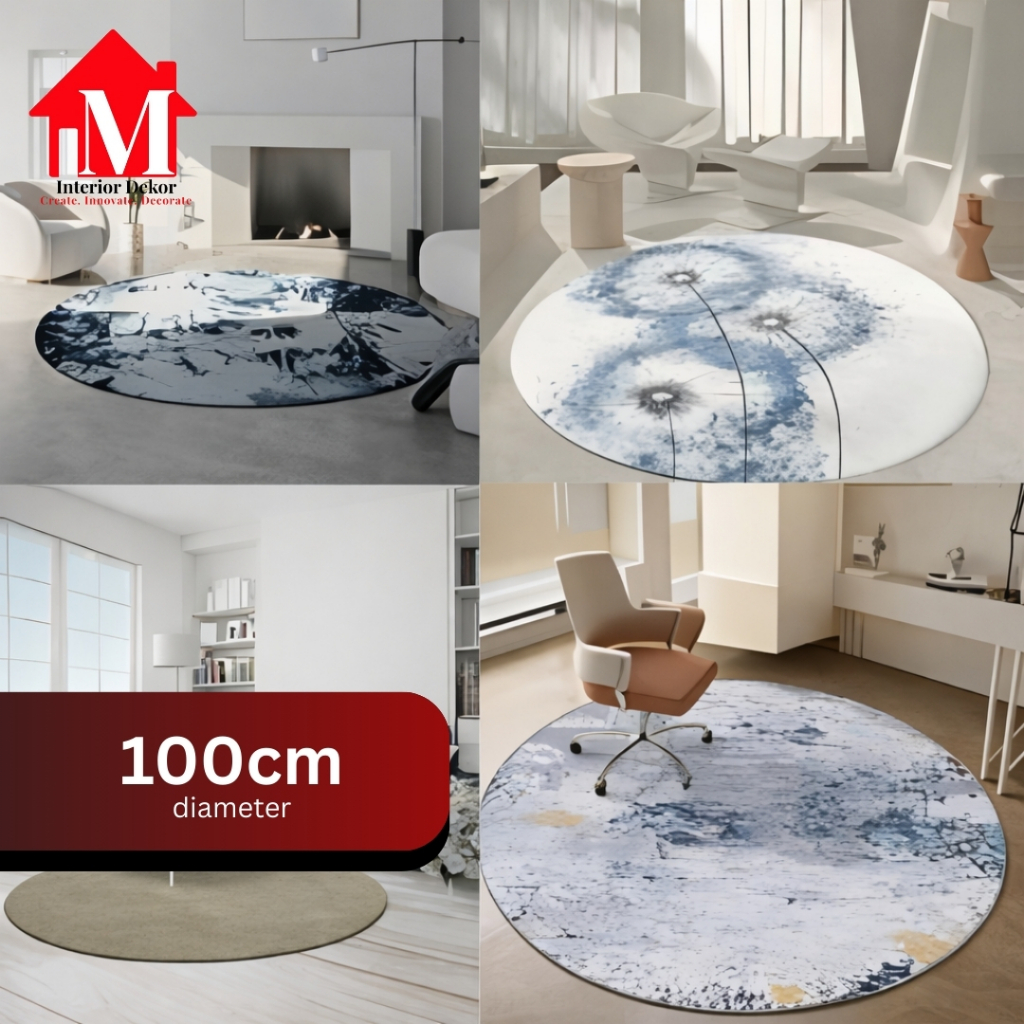 MDEKOR - Karpet Bulat 100cm Karpet Polos Karpet Bulat Aesthetic Karpet Bulat Minimalis Karpet Bulat 