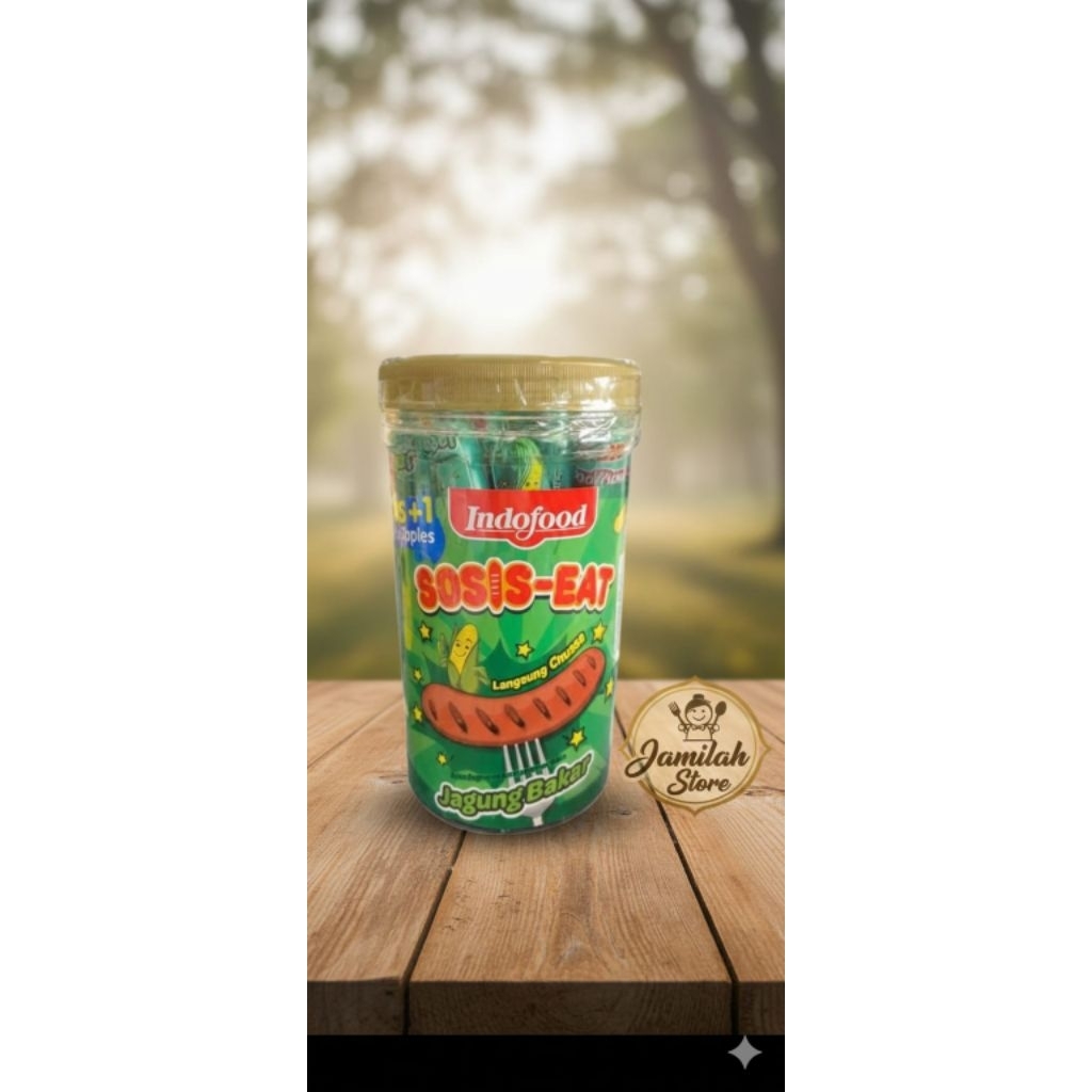 Sosis Siap Makan Indofood - Ayam Geprek, Jagung Bakar, Original, 17 pcs/Toples, Halal