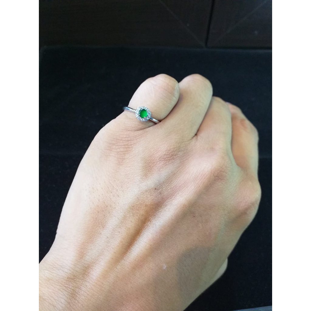Cincin Giok / Jade Imperial Kecil Natural / Asli Ring Perak + Sertifikat