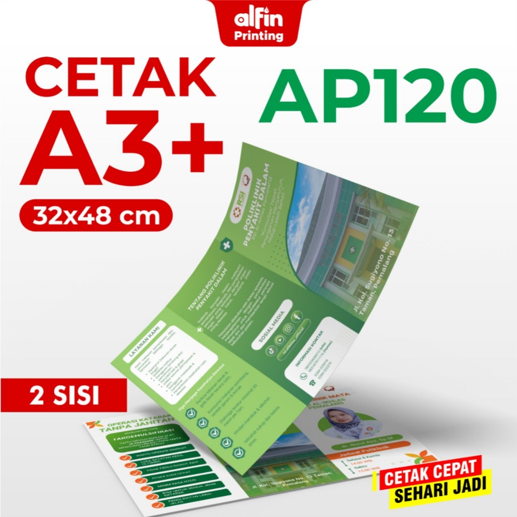 CETAK A3+ ART PAPER 120 [ 2 SISI ] / PRINT A3+ ART PAPER 120 GSM / BROSUR / FAMLET