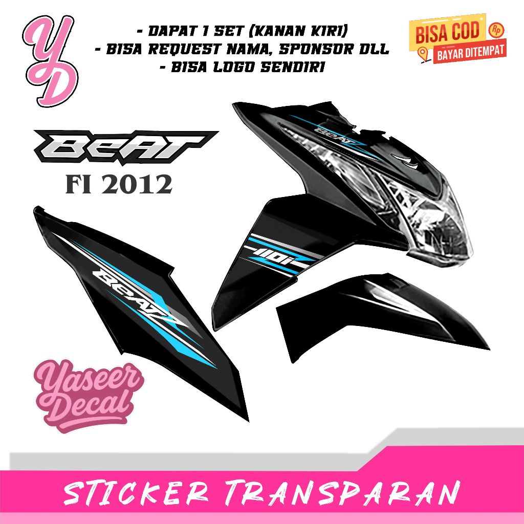 Stiker Transparan Beat FI 2012 Anti Luntur Keren  Striping Beat FI 2012 Desain Racing