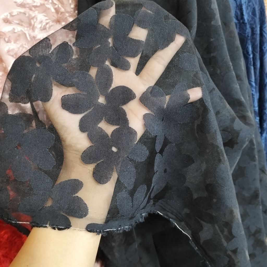 kain organza bordir mewah terbaru/kain organza bordir motif antik/organza bordir garmen