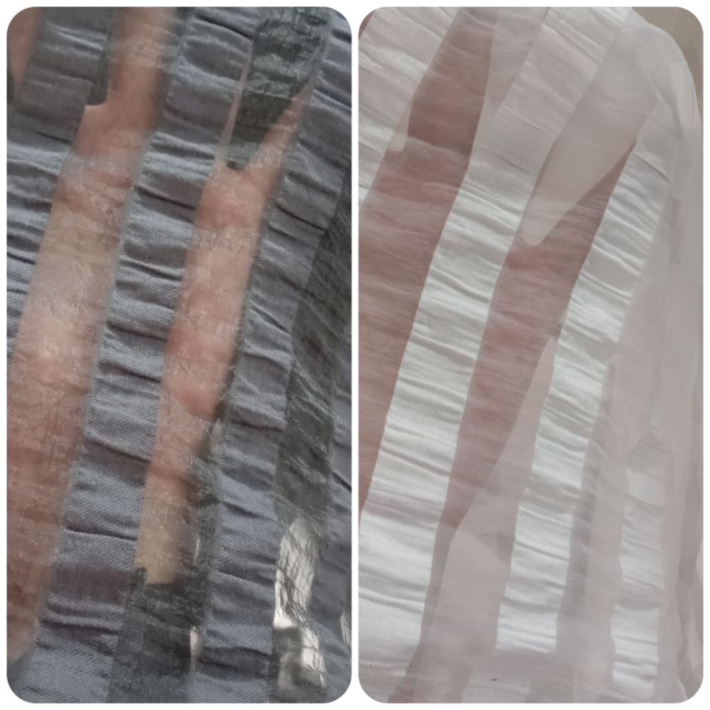 Kain Organza Salur Crinkle / Harga / 0.5 m / Kain Organza Salur Crinkle Meteran / Bahan Organza Salu