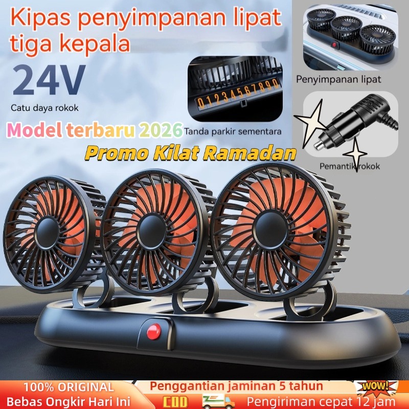 Kipas Angin Mobil YUNDAI Double Cas Usb Car Fan 12-24 Volt
