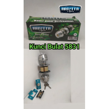 HANDLE SLOT KUNCI PINTU KAMAR MANDI BULAT STAINLESS STEEL ARNETTA KUNCI BULAT 5831
