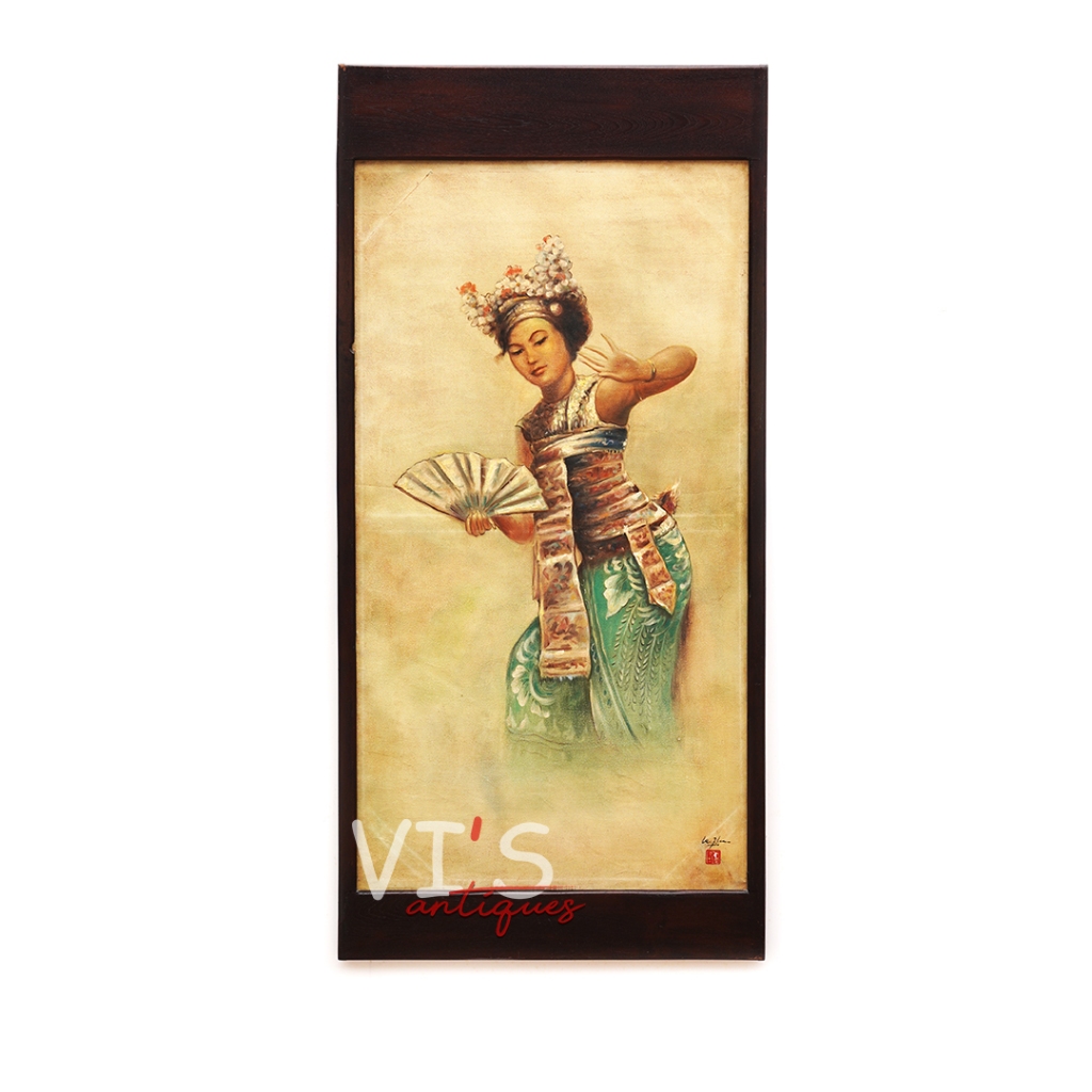 Lukisan Lee Man Fong Penari Bali Oil On Canvas Antik Kuno