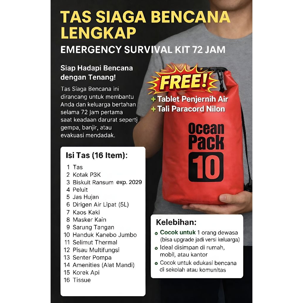 TAS SIAGA BENCANA ANTI AIR EMERGENCY BAG | PERLENGKAPAN P3K