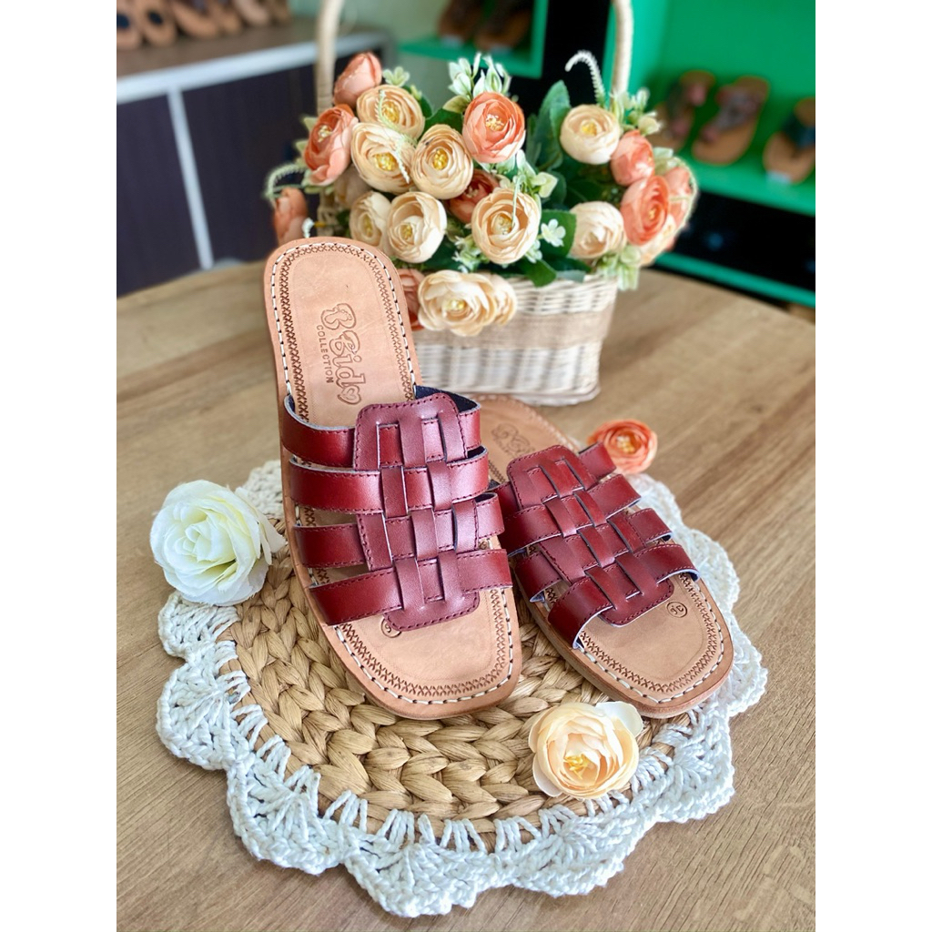 Termurah Sandal Kulit Wanita Tarumpah Bido Khas Tasik model Slop Ketupat