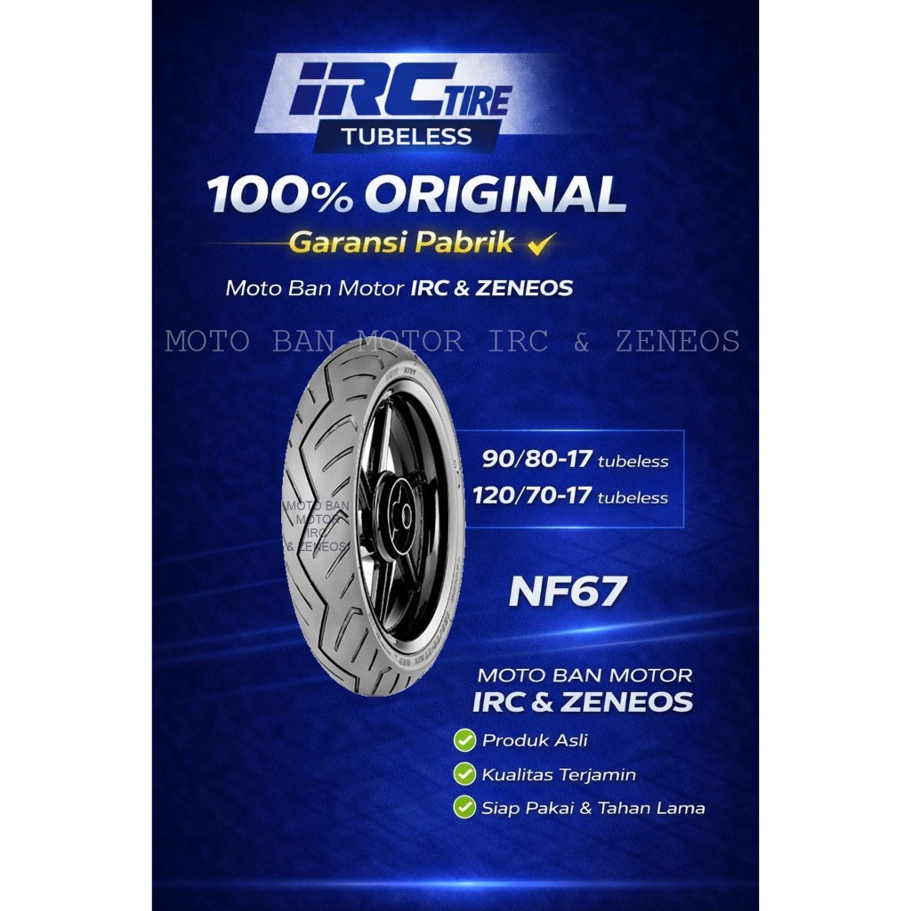 BAN MOTOR IRC NF 67 BAN MOTOR VIXION RING 17 ( 90/80-17 ; 120/70-17) TUBELESS