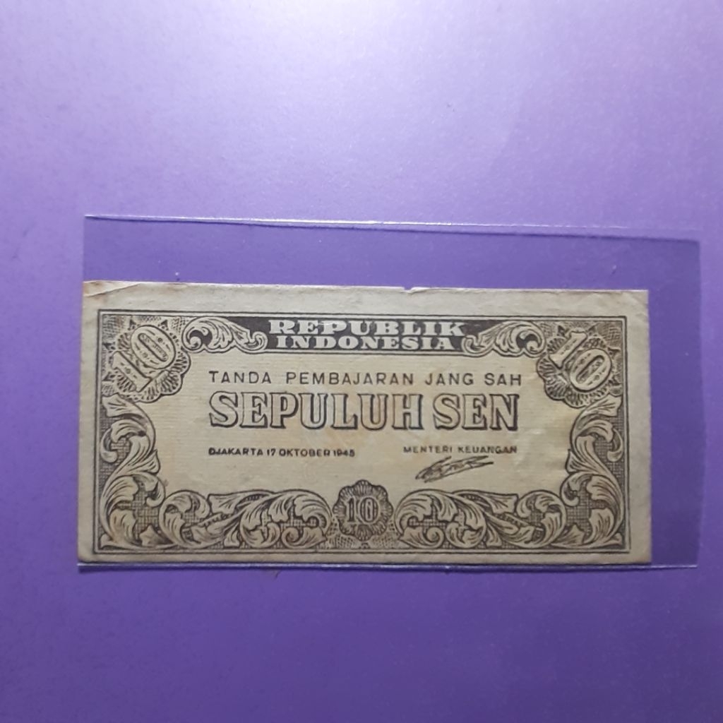 uang kuno 10 sen ori 1945