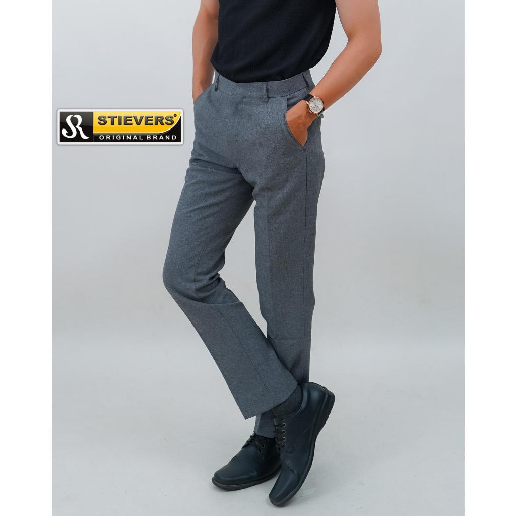 STIEVERS - Celana Kantor bahan Premium Formal Abu Muda Slimfit - Light Grey