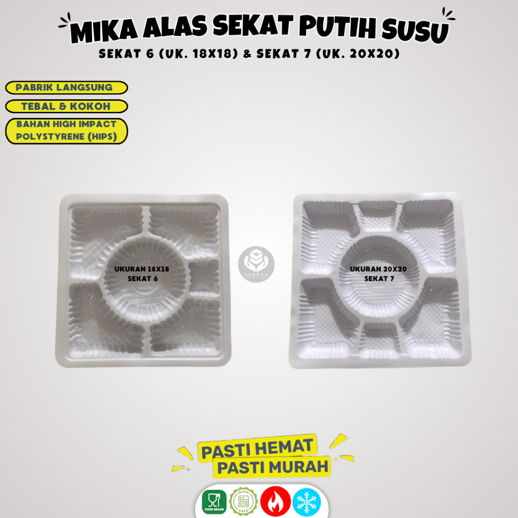 (50 Pcs) Mika Sekat Nasi Putih Susu / Mika Nasi Sekat 6 18x18 / Mika Box Kardus Tray Nasi Kotak Seka