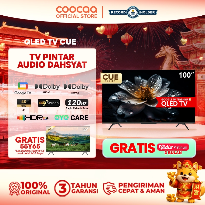 [NEW] [Google TV] COOCAA TV 100 inch - QLED- Smart TV - Digital TV - Netflix & Youtube - Google Assi