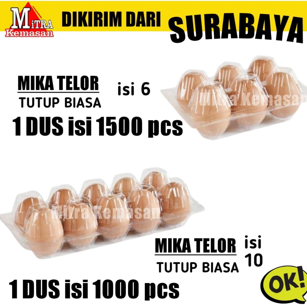1 kardus isi 1500pcs Mika telur isi 6 | 1 kardus isi 1000pcs mika telur isi 10 Tutup biasa | Egg Tra